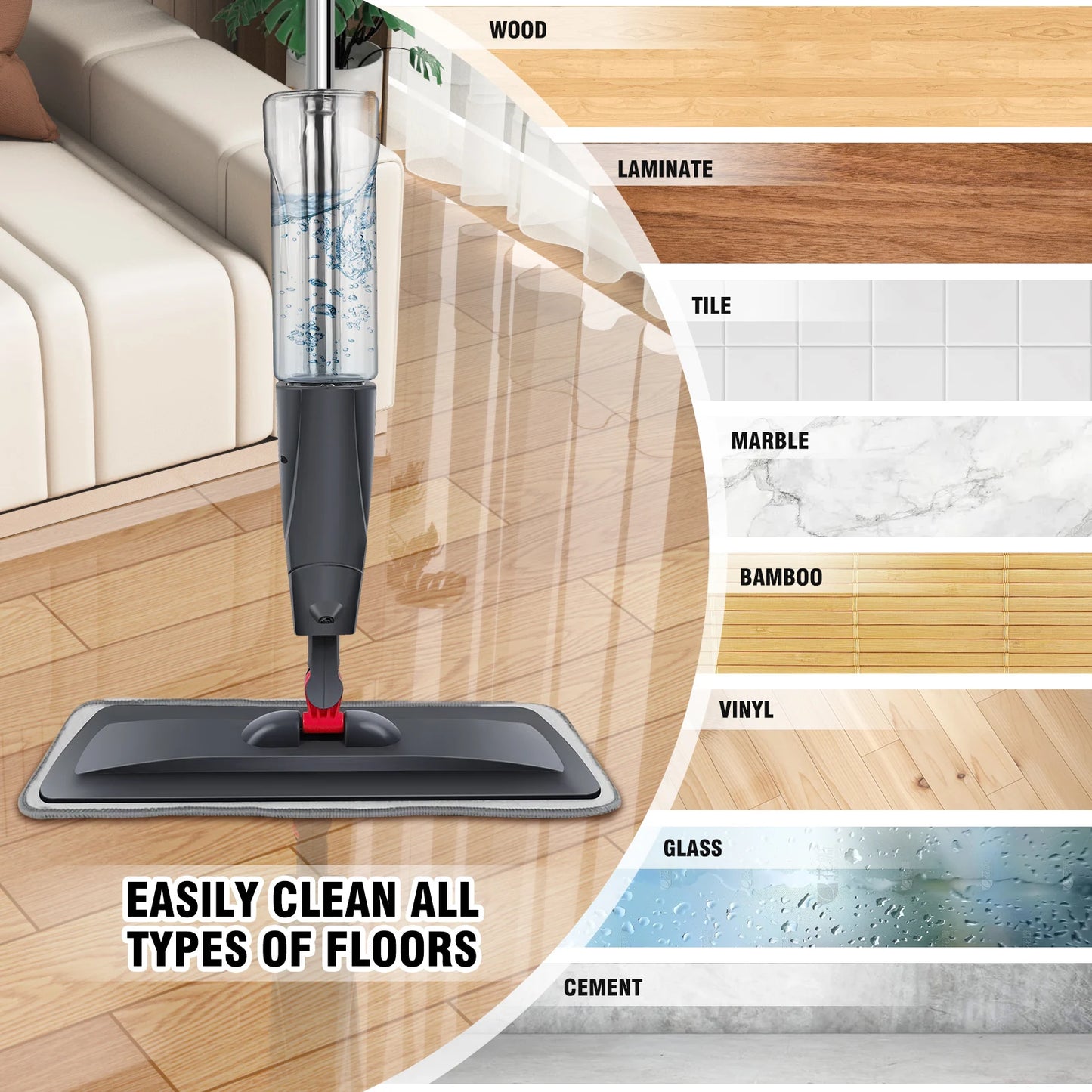 Spray Mop,Microfiber Spray Mop for Floor Cleaning Wet Dry, 360 Degree Spin Dust Home Kitchen Hardwood Floor Flat Mops with 700ML