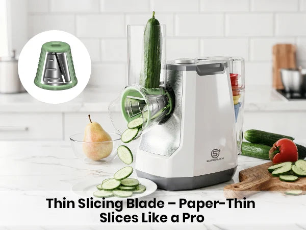 SUPERLEX 5 in 1 Electric Grater 150W Motor Easily Puts In Large Food For egetable Cutter & Slicer Kitchen Cheese Chopper Machine