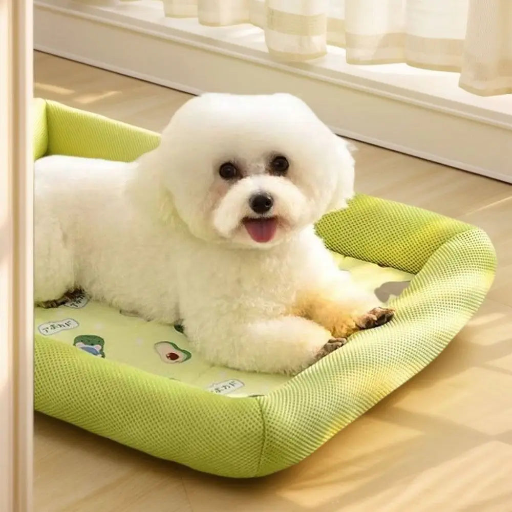Square Cooling Puppy Bed Breathable Soft Dog Sleeping Pad Neck-protecting Dirt-resistant Pet Cooling Mat for Dogs Cats