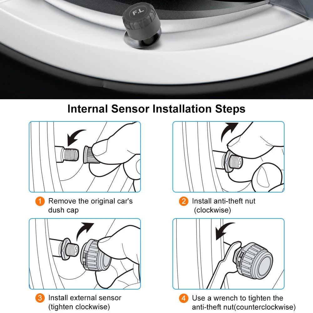Tire Pressure Monitoring System Temperature Warning New C External Battery Version Sensors Solar TPMS Car Tyre Pressure Monitor