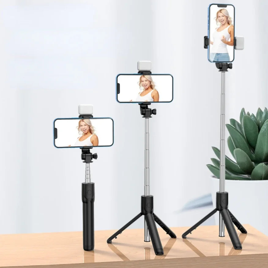 Cell Phone Selfie Stick Tripod Bluetooth Remote Wireless Selfi Stick Phone HolderStand with Beauty Fill Light for Phone