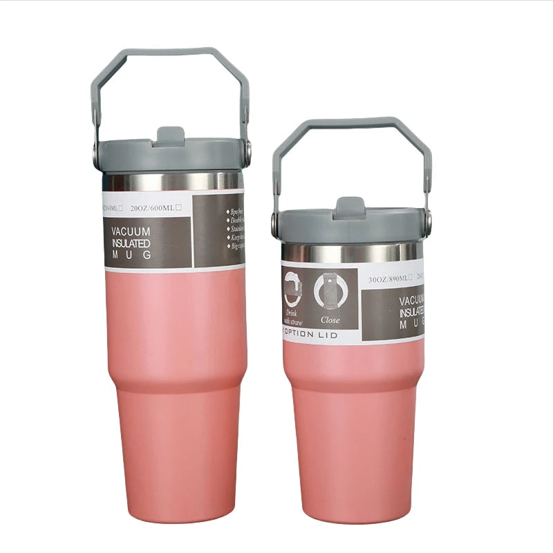 New American Simple Solid Color Stainless Steel Thermos Portable Car Easy To Carry Water Cup Thermal Insulation Cold Ice Cup