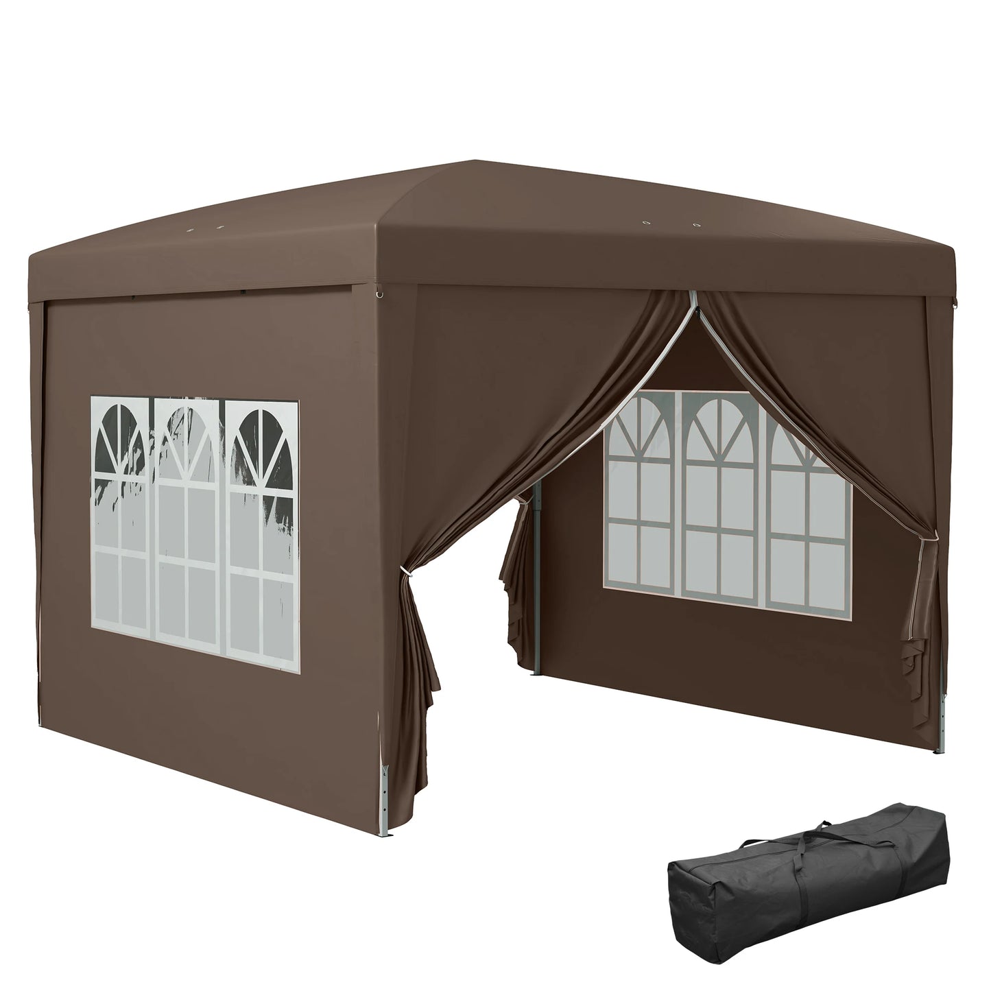 Outsunny 3 x 3(m) Pop Up Gazebo, Water and UV Resistant Party Tent Camping Canopy Marquee with  Carry Bag, Black