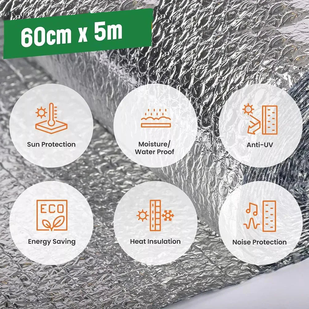 Radiator Reflective Film Wall Sticker Radiator Insulation Foil 5mX60cm Double Sided Aluminum Foil Insulation Sheet For Home Heat