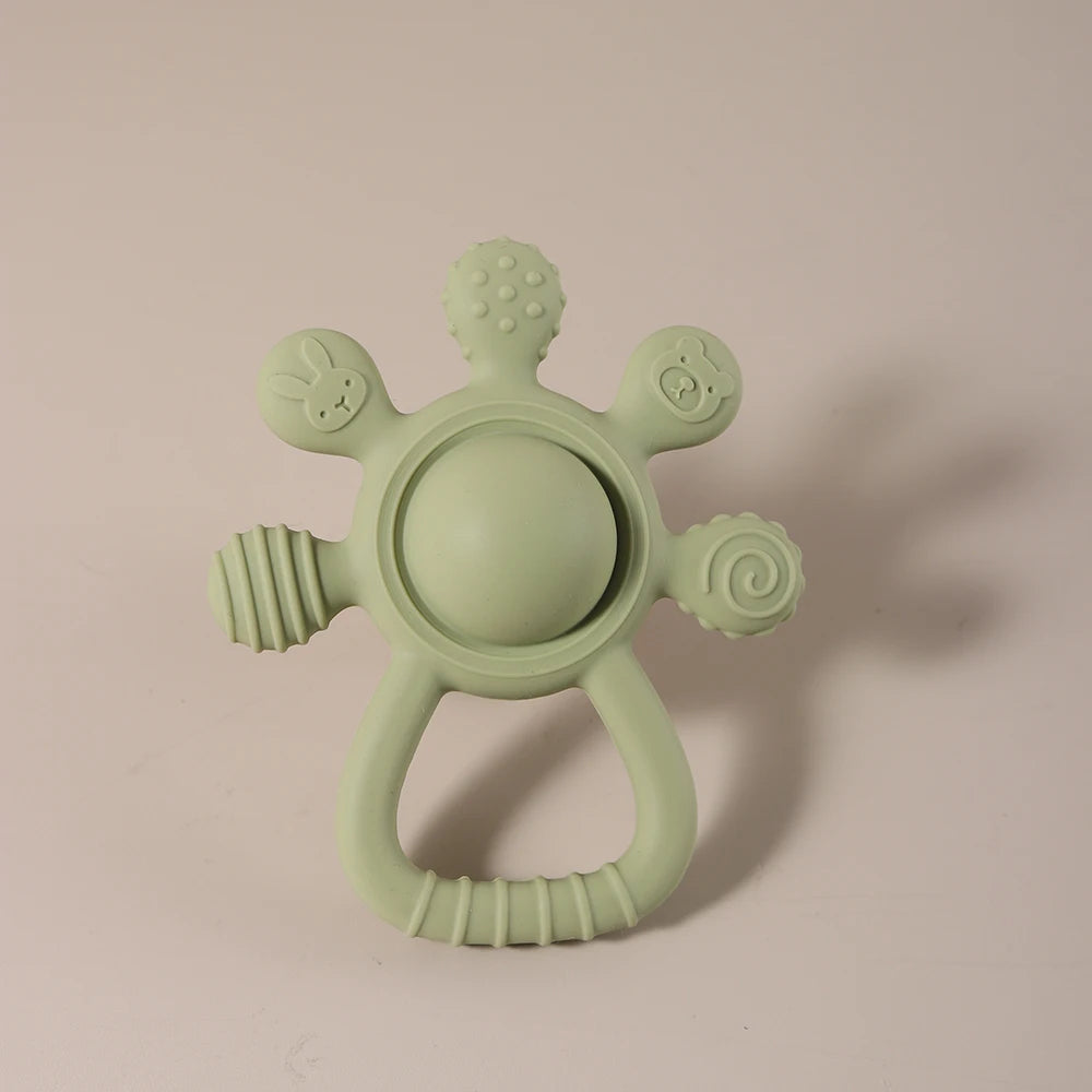 New Teething Silicone Palm Rattle Teether Bunny - Safe Baby Chew Toys for Soothing Sore Gums