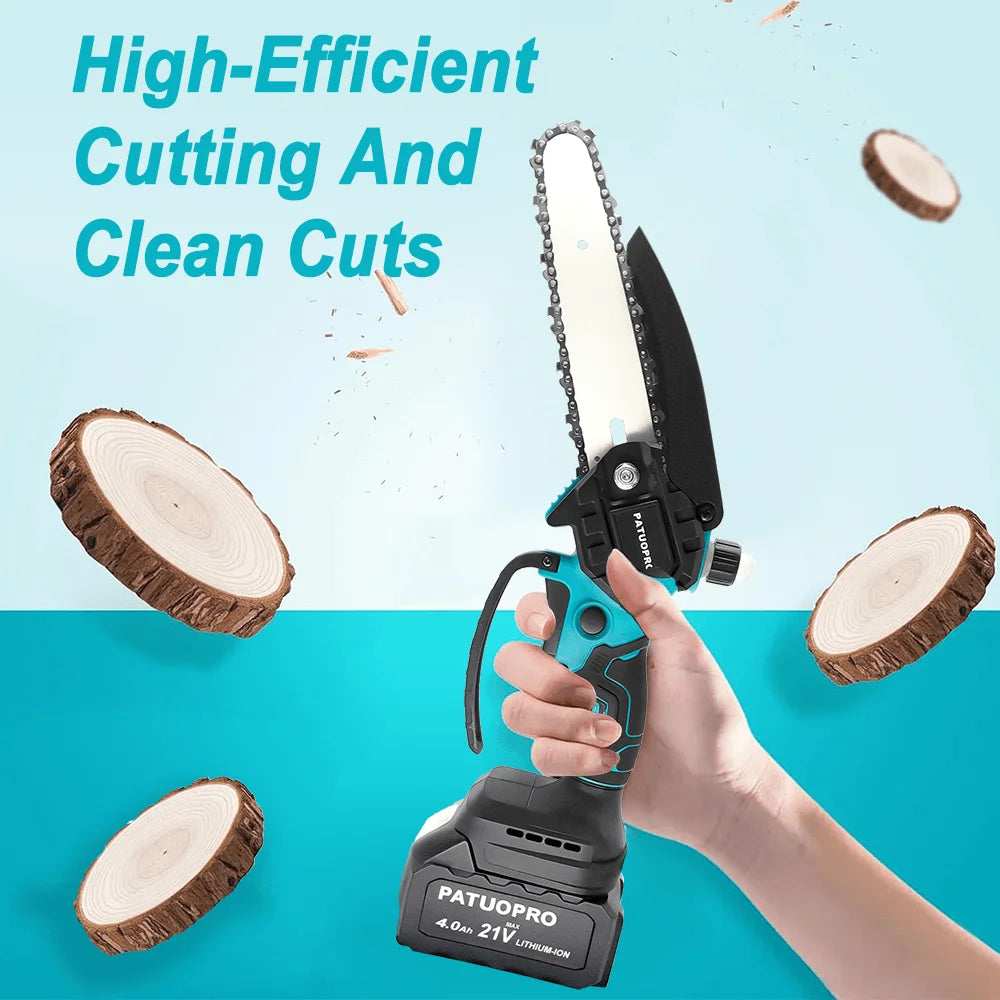 PATUOPRO 6 Inch Electric Saw Brushless Cordless Chainsaw Handheld Woodworking Garden Tools For Makita 18V Battery(No Battery)