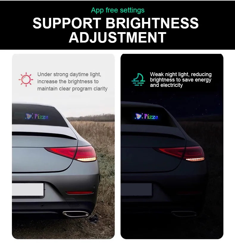 Car Scrolling Advertising Display Programmabl USB APP Control Customizable DIY Bluetooth RGB LED Sign Text Pattern Animation 5V