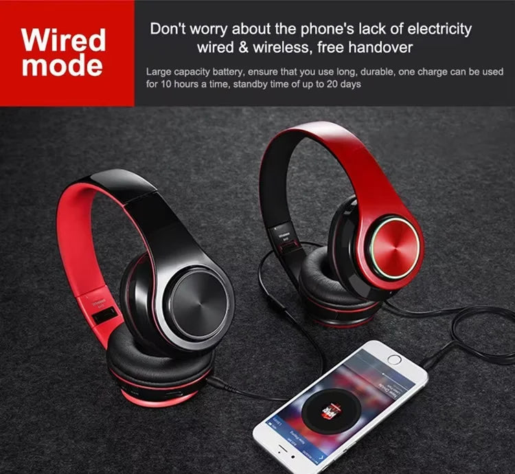 B39 Bluetooth Headset Foldable Headphones HiFi Stereo Earphone With Mic Support SD Card FM For Xiaomi Iphone Sumsamg Phone