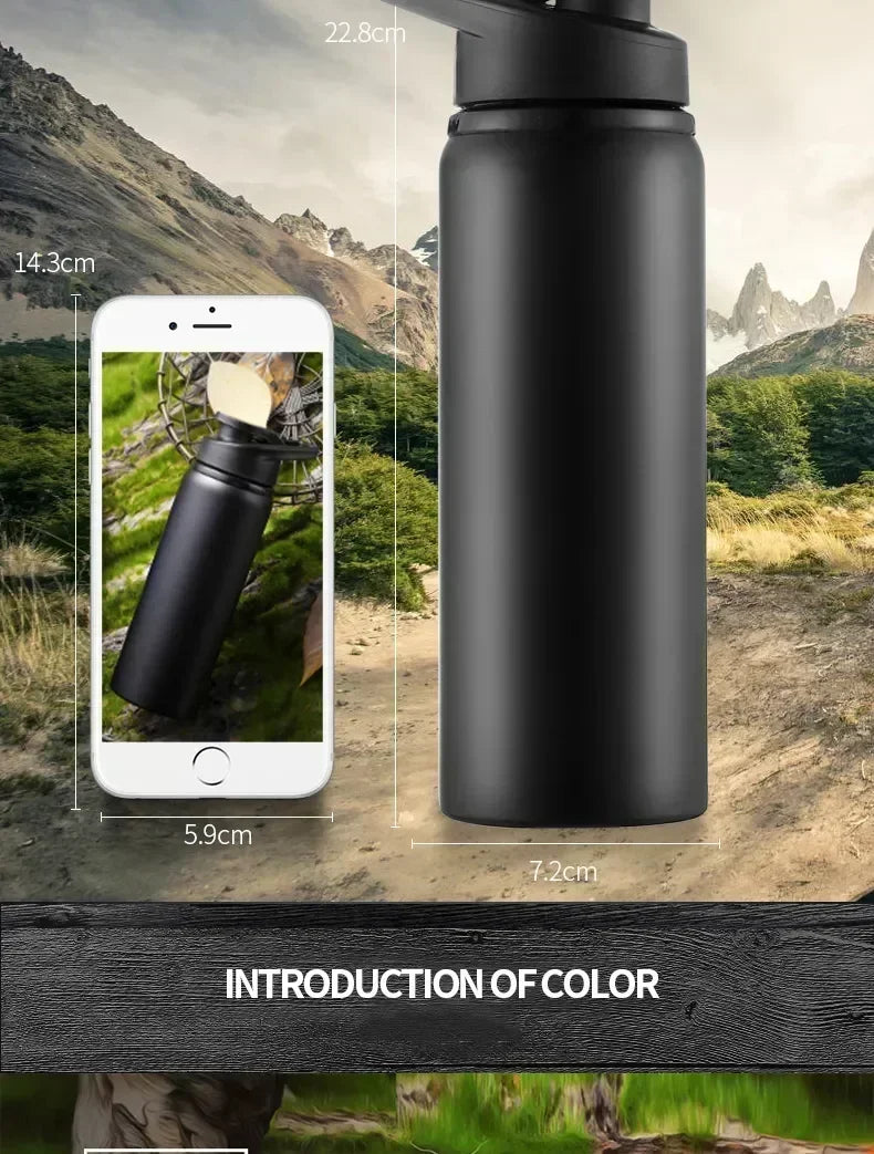 1-3PCS Stylish Portable Stainless Steel  Sports Water Bottle Leisure Bike Riding Drinking Water Bottle Outdoor Sport Travel Cup