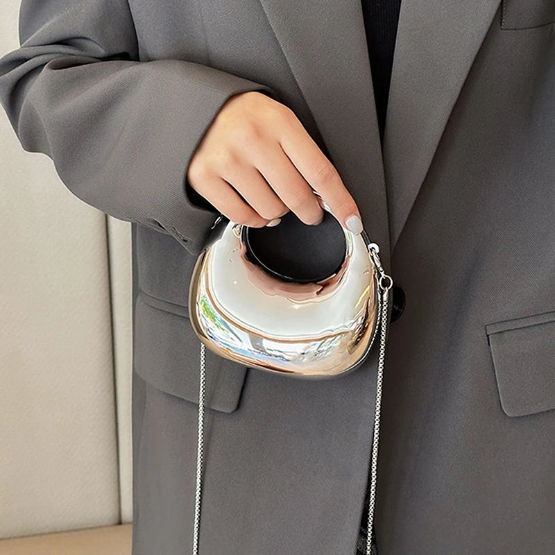 Z. Women's Chain Crossbody Bag Small Purse Acrylic Metallic Luster Half Moon Party Banquet Women's Bag Luxury Handbag