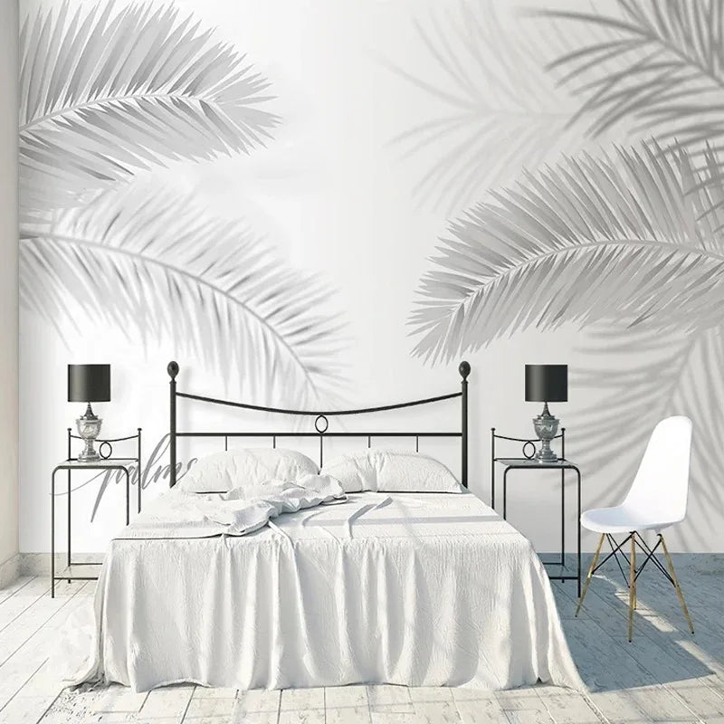 3D Hand-Painted Nordic Style Coconut Leaves Wall Mural for Living Room Bedroom Modern Art Photo Wallpaper Tropical Home Decor