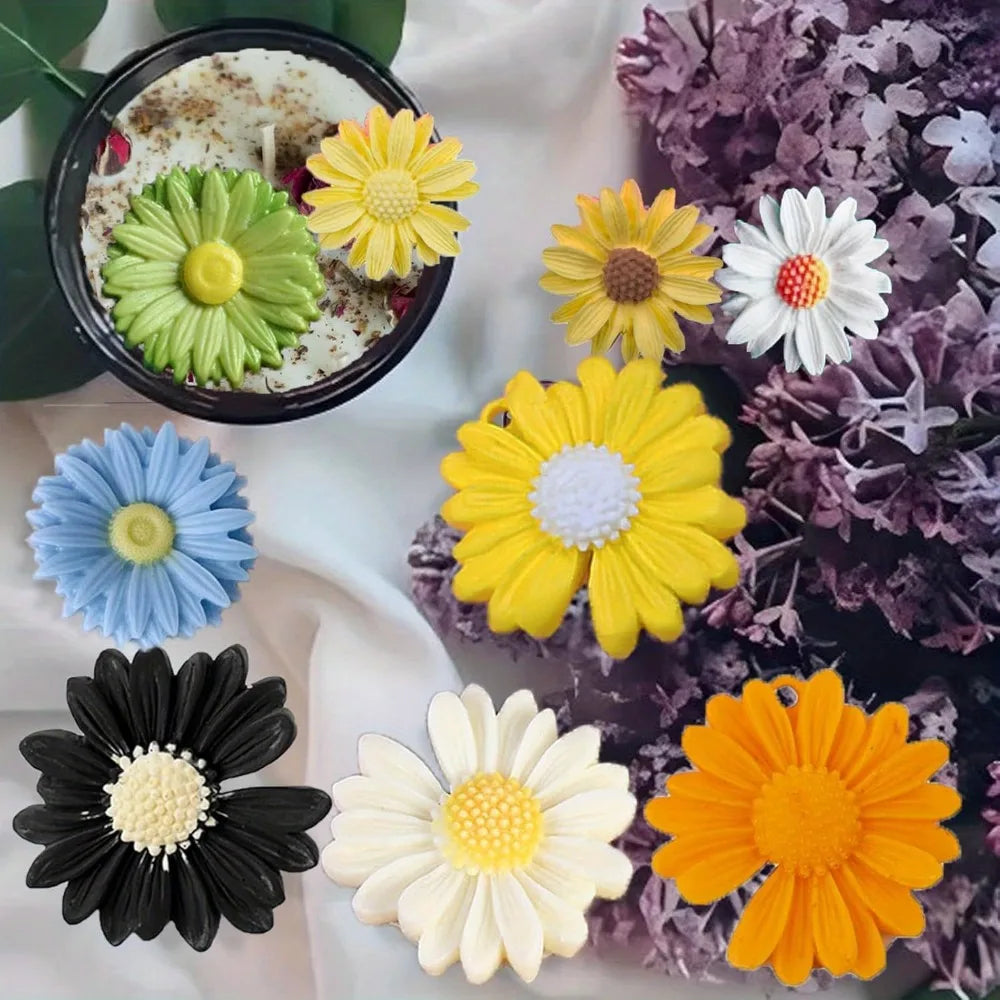 Daisy Silicone Scented Candle Mold Sunflower Candle Resin Crafting Mold for DIY Car Decor Handmade Chrysanthemum Drip Glue Gifts