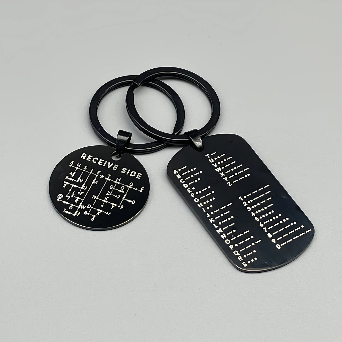 Morse Code Keychain, Double-Sided Alphanumeric Educational Tool, Stainless Steel Car Accessory, Unisex Gift for Radio Amateurs