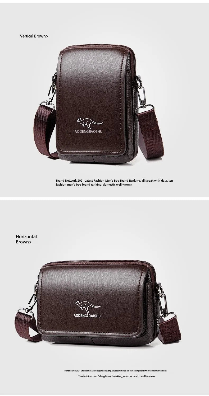 Leather Fashion Phone Pouch Belt Bag Shoulder Crossbody Waist Pack Vintage Outdoor Multi-function Mens Leisure Hanging Waist Bag