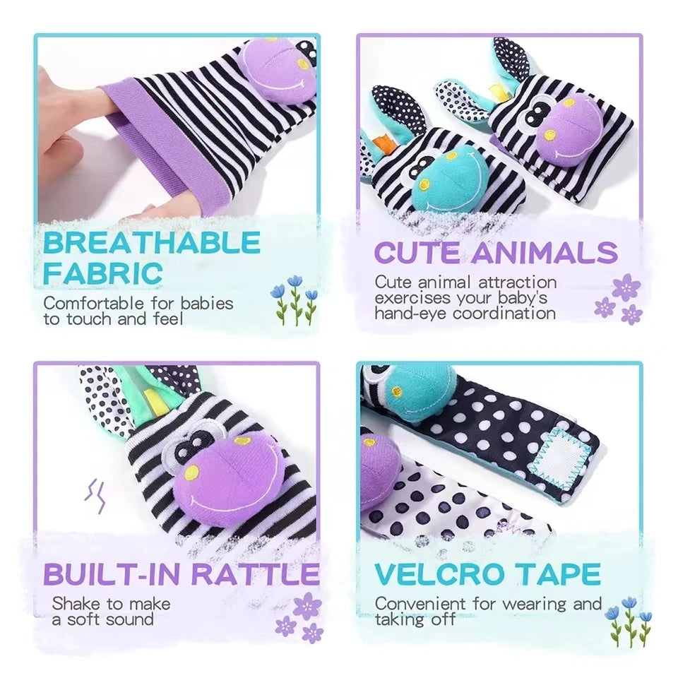 Baby Infant Wrist Rattle Socks Toys 0-12 Month Girl Boy Learning Toy Early Educational Development Cute Toddlers Sensory Gifts