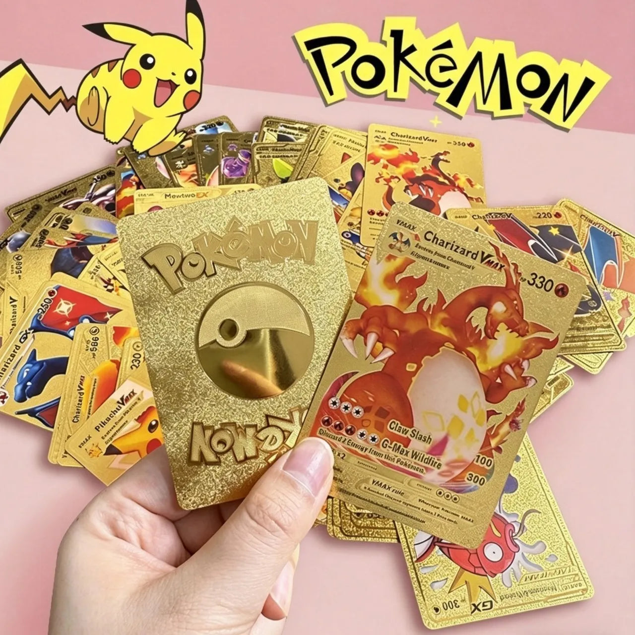 Pokemon Rainbow Gold Silver Black Foil Vmax Gx Cards Golden Letters English Game  Collection Battle TrainerCard Series Gift