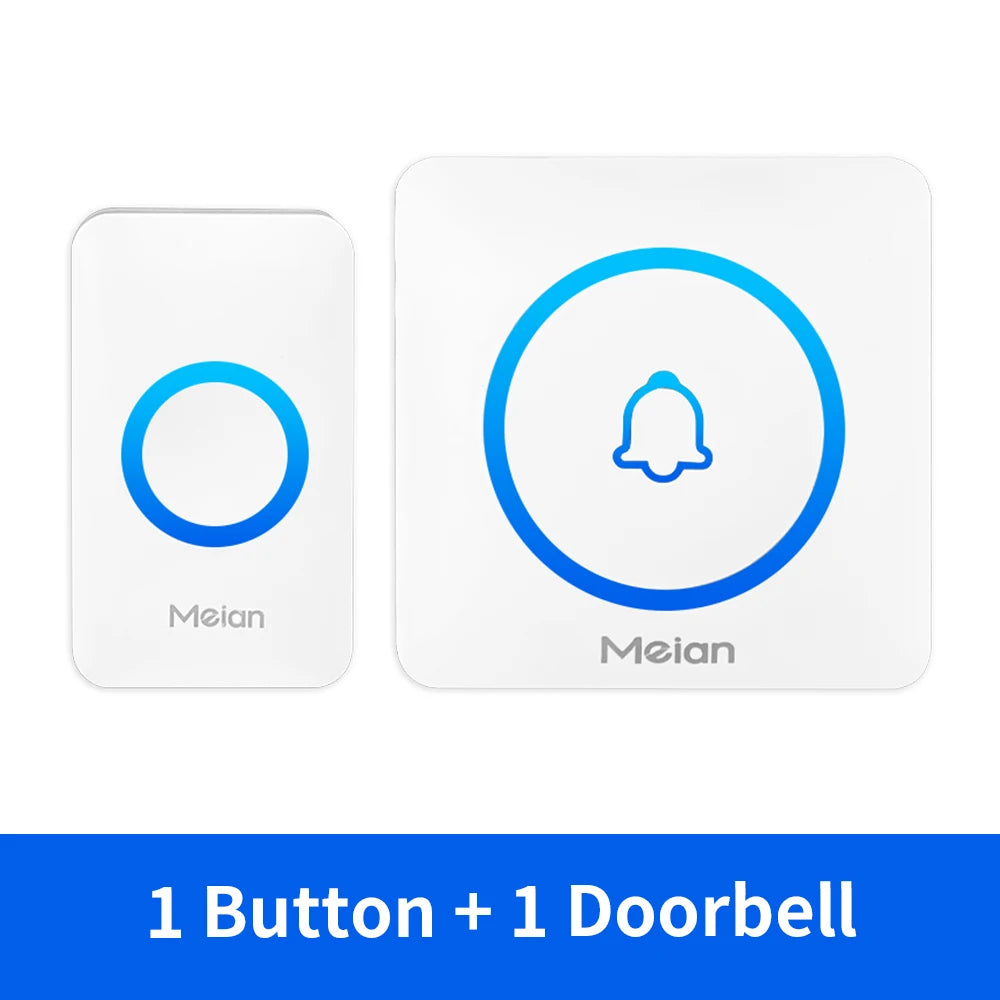 Meian IP65 Waterproof Wireless Doorbell Smart Home Outdoor Door Bell 60 Ringtone 5 Volume Adjustable LED Flash Smart Door Bell