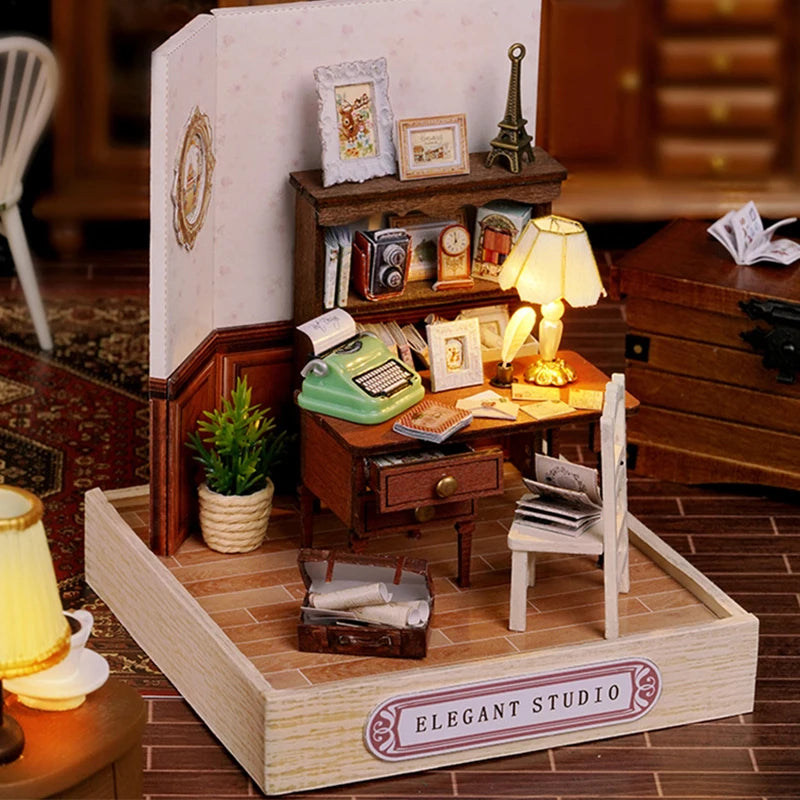 DIY Miniature Dollhouse Kit Assemble Puzzle 3D Wooden House Room Craft With Furniture LED Lights For Friends Birthday Gift Toys