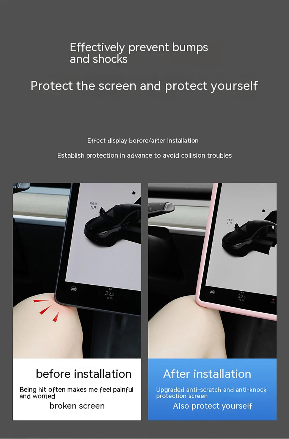 For Tesla Model 3 Y Car Silicone Screen Frame Display Edge Protector Central Control Protective Cover Anticollision Accessories