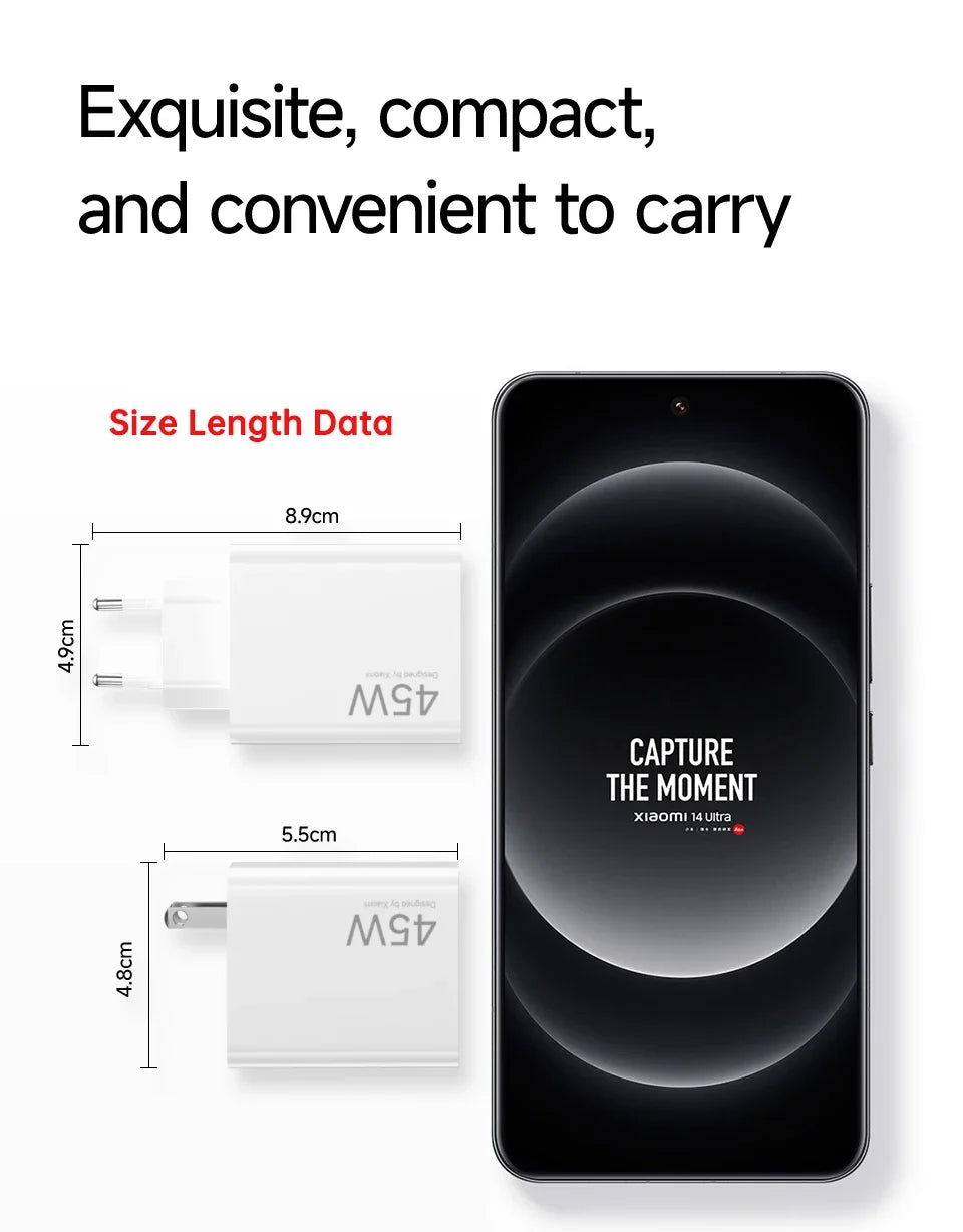 Original Xiaomi 45W EU Turbo Charger Mi Adapter 33W 27W Cable POCO Redmi Note 10 11 12 13 14 15 Pro 11T 12S 9