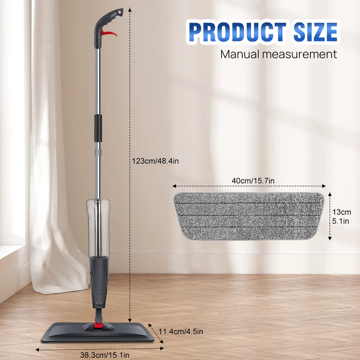 Spray Mop,Microfiber Spray Mop for Floor Cleaning Wet Dry, 360 Degree Spin Dust Home Kitchen Hardwood Floor Flat Mops with 700ML