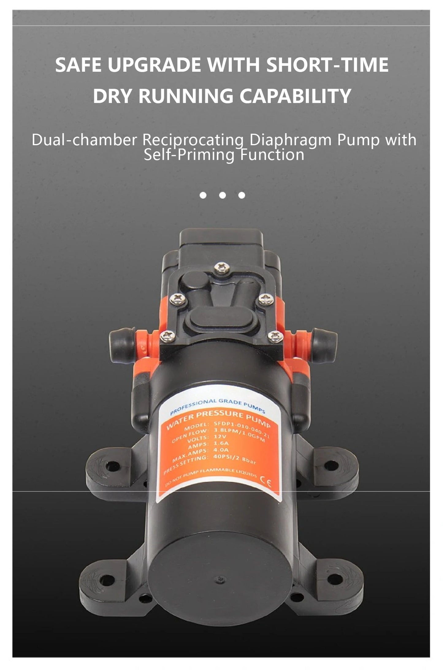 23C DC 12V/24V Micro Diaphragm Pump Self Priming Water Pump 5.6LPM 1.56A/0.78A High Pressure RV Marine Booster Pump