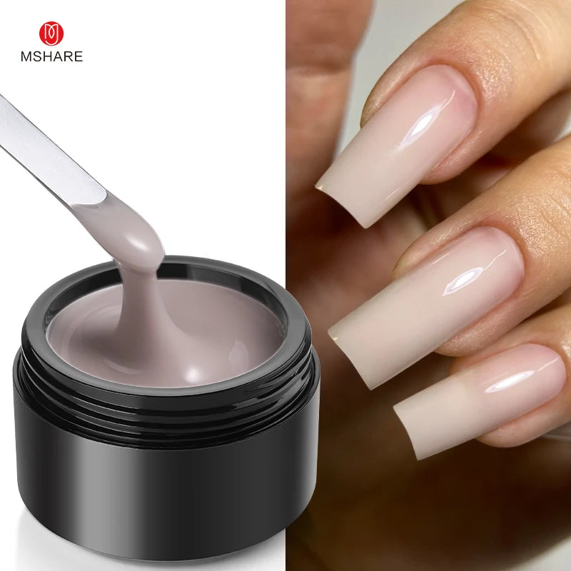 MSHARE 50ml Baby Pink Builder Nails Gel Hema Tpo Free Gel Nail Construction Self Leveling Gel for Nail Extension UV Led