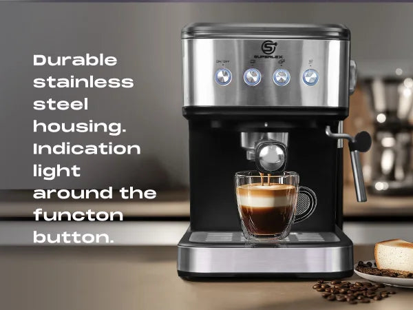 SUPERLEX Semi Automatic Italian Coffee Machine 1100W Pressure High-pressure Extraction and Milk Froth Two in One Coffee Machine