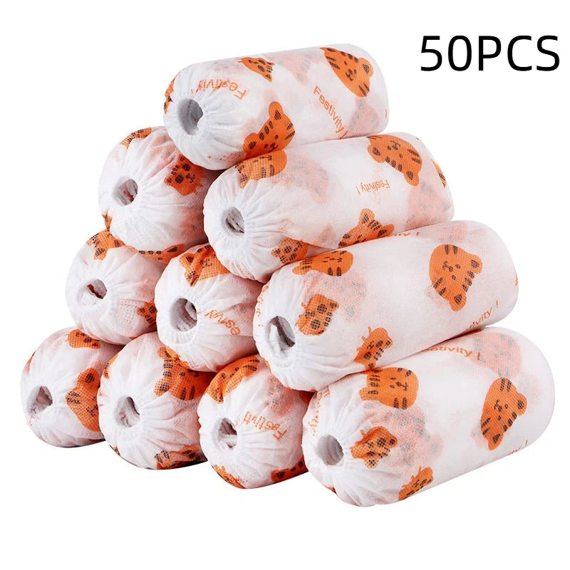 50 PCS Disposable Thickened Cartoon Shoe Covers,Home Indoor Non-slip Anti-dirty Foot Cover, Breathable Foot Covers For Shoes