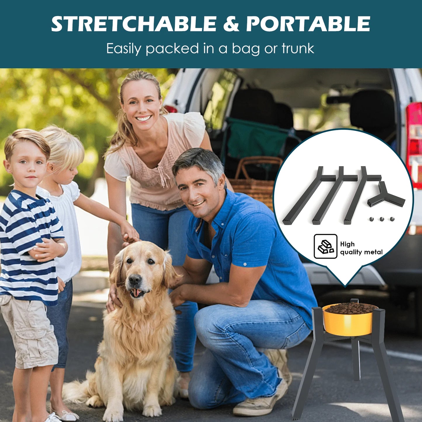 Metal Adjustable Width Raised Dog Bowl Stand for Extra Large Dogs ,Dog food bowl,Elevated Dog Bowls Holder(Bowl Not Included)