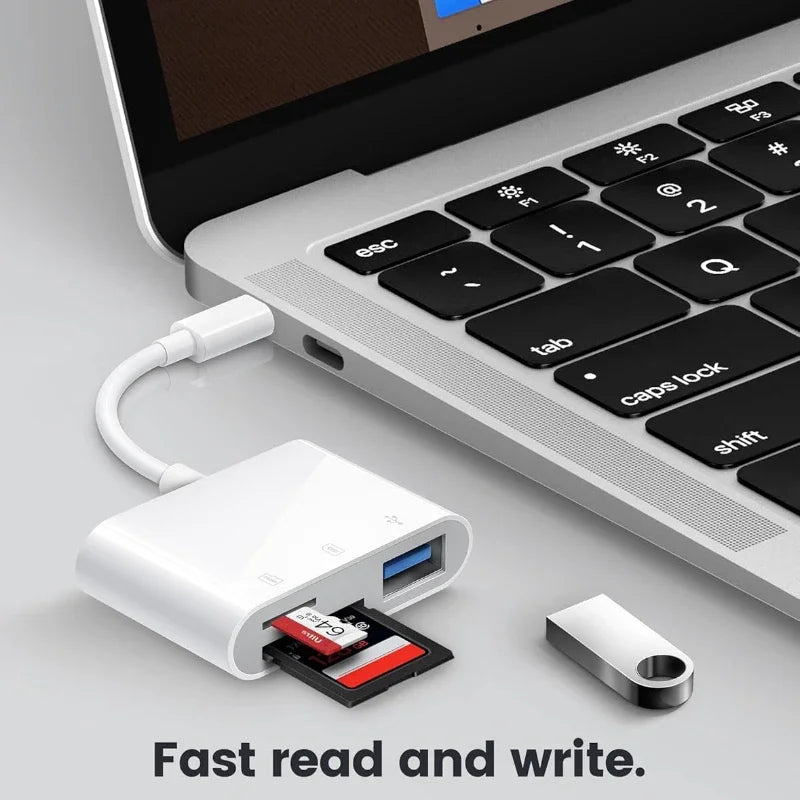 USB C SD Card Reader for iPhone 15-17 iPad Mac pro Air with USB a Port Micro SD Memory Card Adapter Camera Card Reader