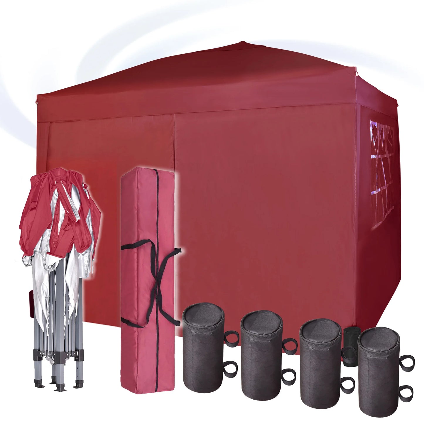 mcc direct Pop-up Gazebo 3m x 3m with Sides & 4 Weight Bags & Silver Protective Layer Waterproof Marquee Canopy WS