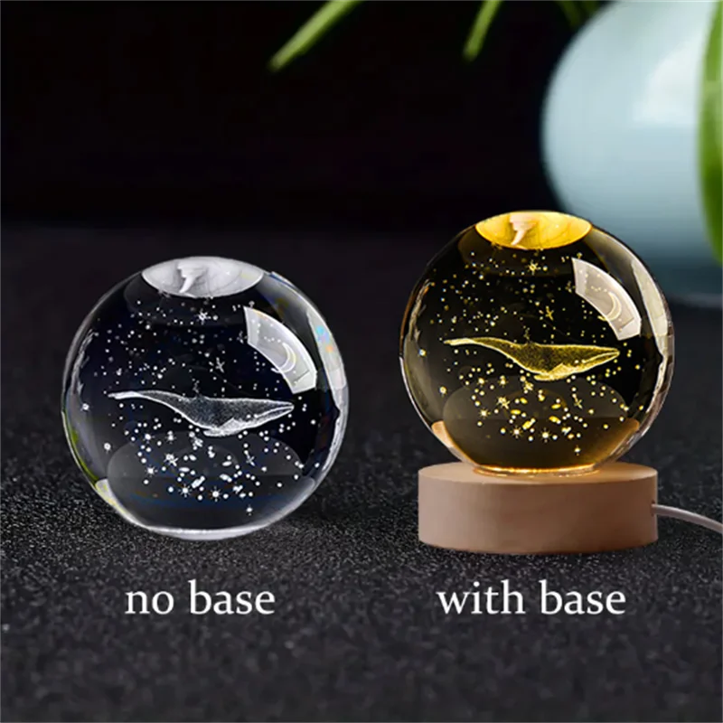 6cm 3D Crystal Ball Crystal Planet Night Light Laser Engraved Solar System Globe Astronomy Birthday Gift Home Desktop Decoration