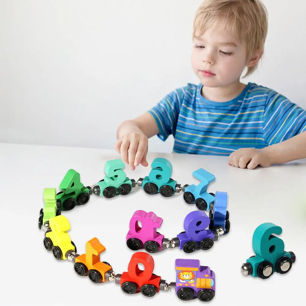 Colorful Building Blocks Number Digital Magnetic Wooden Train Toys Educational Hand-eye Coordination Magnetic Digital Train