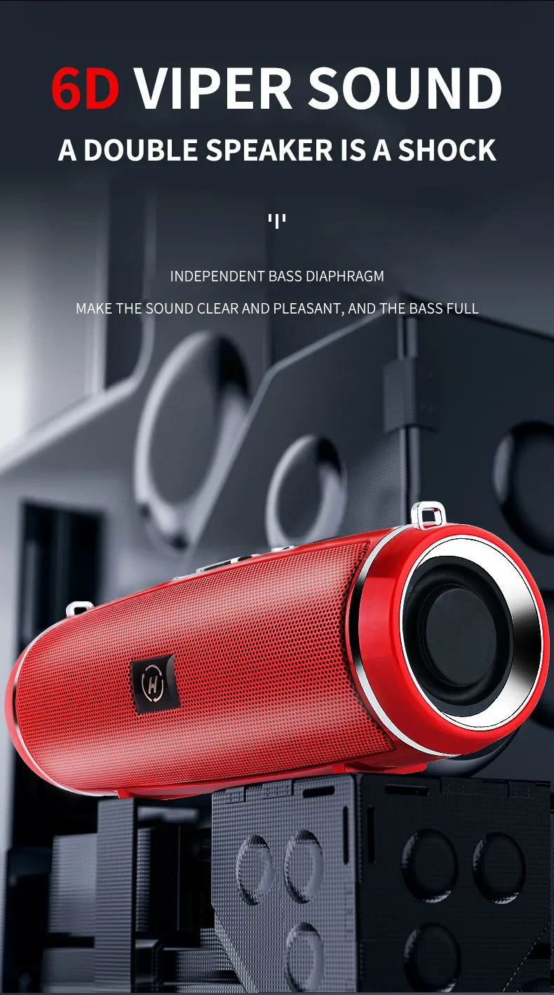 200W Peak Power Portable Bluetooth Speaker IPX7 Waterproof Outdoor HIFI Pillar Subwoofer Stereo Soundbox FM Radio TF Boom Box