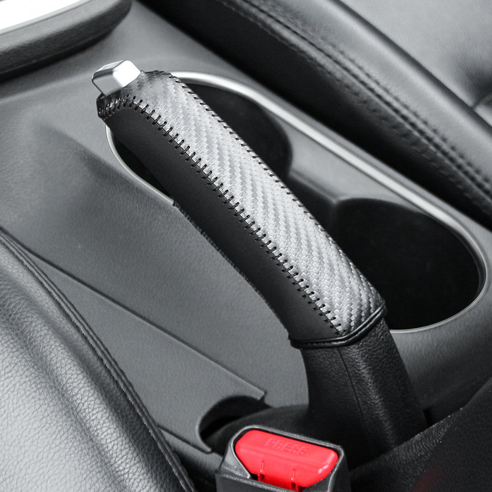 Carbon Fiber Car Leather Handbrake Cover Protective Sleeve Hand Brake Protection Car Interior Accessories