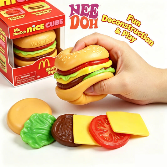In Stock Schylling NeeDoh Burger Squishy Fidget Toy, Calms Mood, Offers Sensory Relief & Eases Anxiety, Non-toxic and Safe