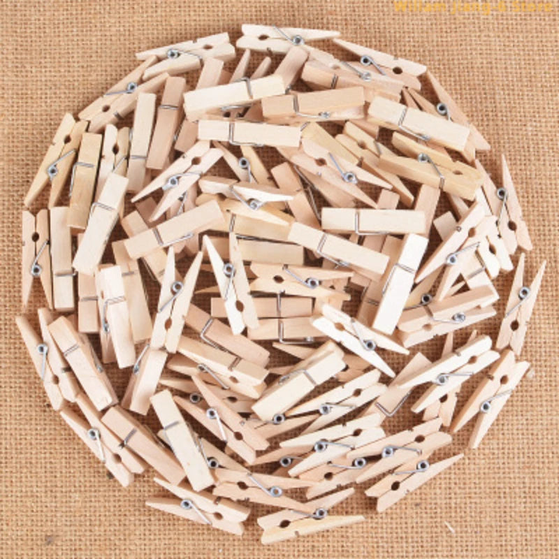 Mini 25mm Natural Wood Clip Clothes Organizer Photo Clip Clothespin Clothespin Wedding Party Wooden Clip  Pendant 10/100 Pcs