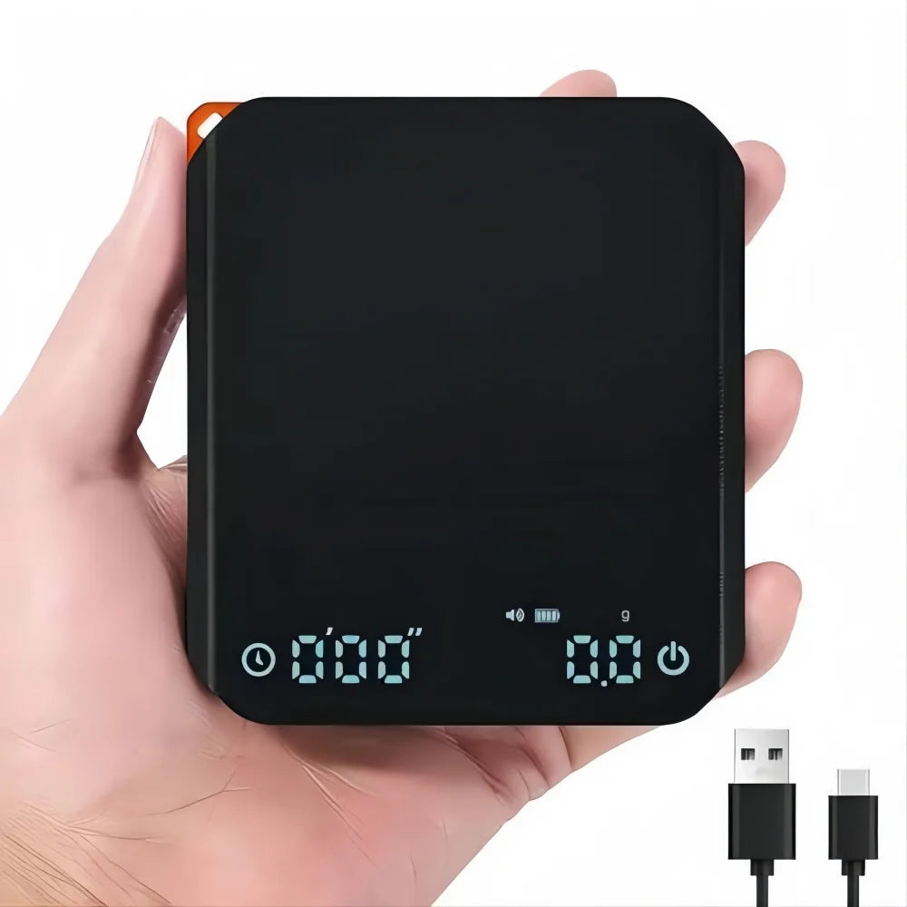 Mini Coffee Scale with Pad LED Display USB Charge Timed Portable High Precision Professional Home Kitchen Cafe CoffeeAccessories