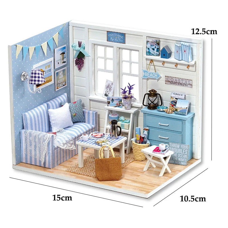 Wooden Mini Doll House Assembled Model Building Small House Kit 3D Puzzle Toys Bedroom Decoration With Furniture Gifts Dollhouse