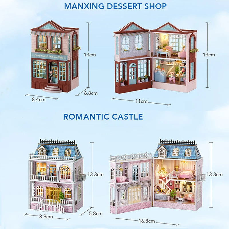 DIY Wooden Doll Houses Mini Assembly Handmade Small House Creative Scene Decoration DollHouse For Toys Birthday Gifts