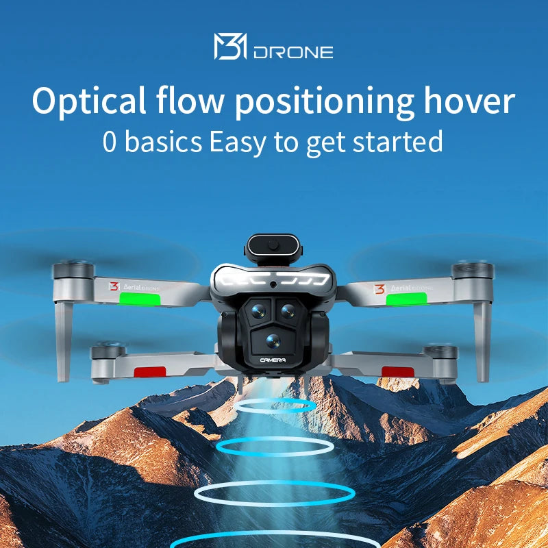 New Obstacle Avoidance M3 Drone Brushless Motor Helicopter Optical Flow Hovering GPS 8K 3 Camera Foldable Quadrotor Aircraft Toy