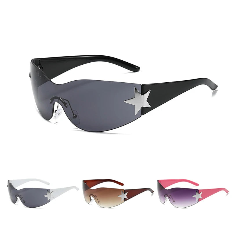 Fashion Sunglasses for Women Men Trendy Shield Wrap Around Sunglasses Oversized Fashion Frameless Sun Glasses