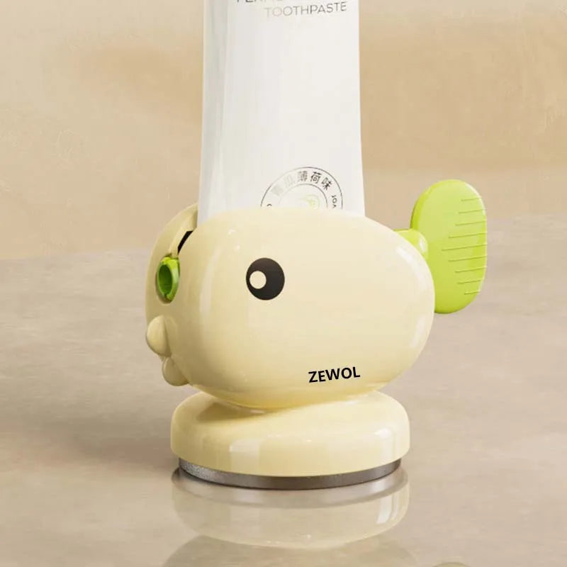 Cute Whale Manual Toothpaste Squeezer Storage Rack with Suction Cup Toothpaste Rolling Dispenser Facial Cleanser Squeeze Clip