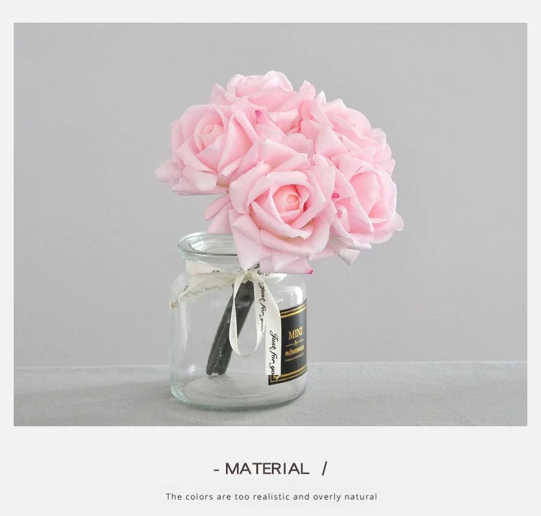 5 Head Curled Rose Bouquet with Artificial Moisture Sensation High-end Silk Flower Home Decoration Wedding Decoration