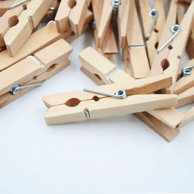 Mini 25mm Natural Wood Clip Clothes Organizer Photo Clip Clothespin Clothespin Wedding Party Wooden Clip  Pendant 10/100 Pcs