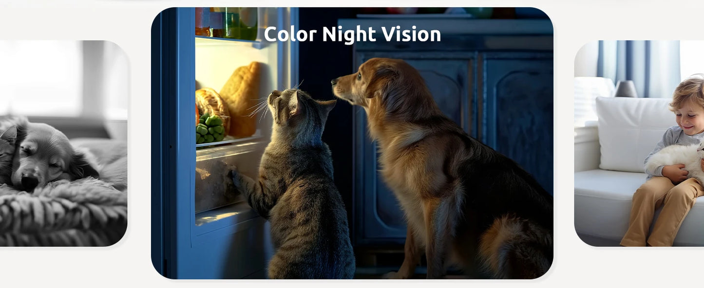 Pet Camera 2K, 360° Indoor Security Camera, Dog Camera with Phone App, PTZ Cameras for Home Security Indoor, No plug