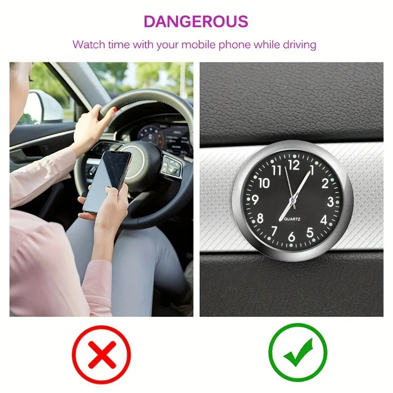 1pc Glow Decorative Car Clock Mini Quartz Watch for Car Decoration