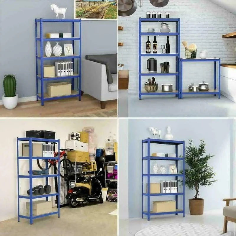Adjustable Height Layout 5-Tier Heavy Duty Shelf 875kg Boltless Metal Rack Tool Free Assembly for Garage Warehouse Storage