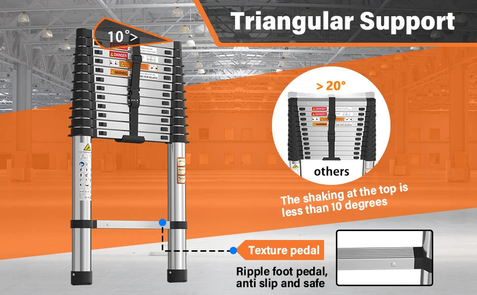 Telescopic Ladder Stainless Steel,load 150kg, Convenient Extendable ,For Pulling Walls, Changing Light Bulbs,Repairing Roofs,RV